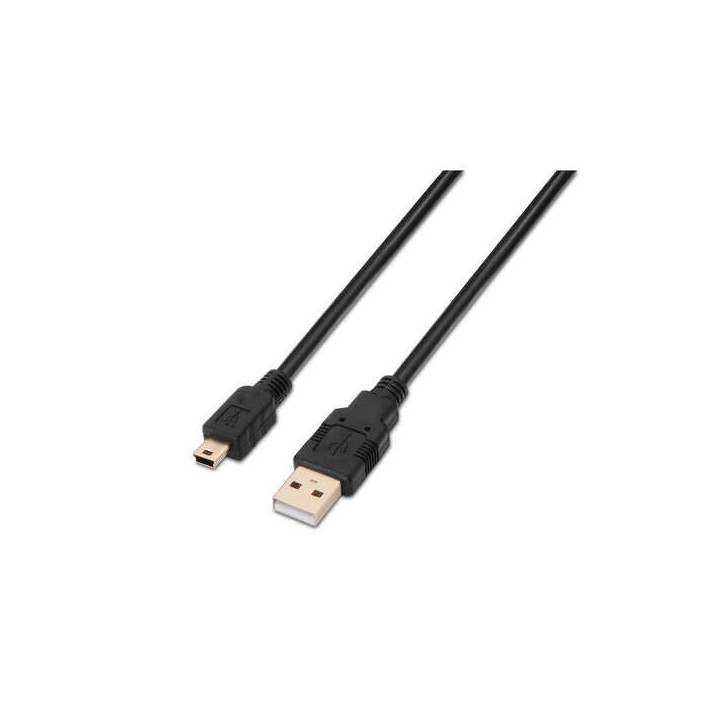 Aisens Cable USB 2.0 - Tipo A Macho a Mini B Macho - 1.8m - Color Negro