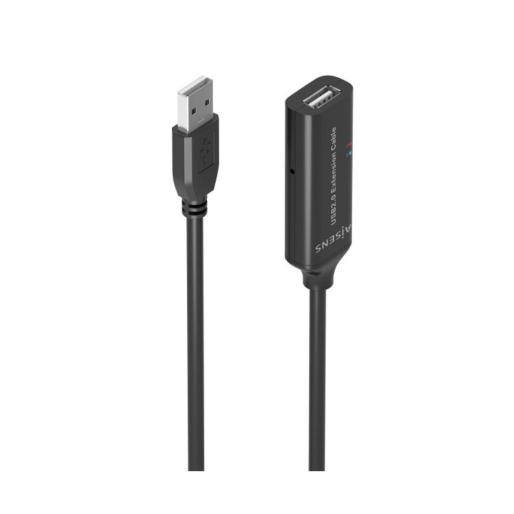 Aisens Cable USB 2.0 Prolongador con Amplificador - Tipo A/M-A/H - 10m - Color Negro