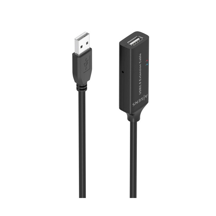 Aisens Cable USB 2.0 Prolongador con Amplificador - Tipo A/M-A/H - 15m - Color Negro