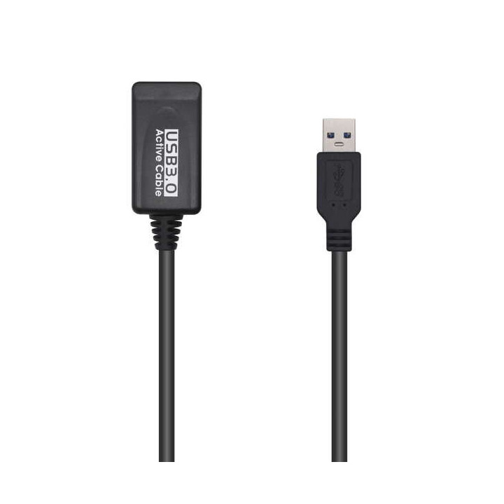 Aisens Cable USB 3.0 Prolongador con Amplicador - Tipo A/M-A/H - 5.0m - Color Negro