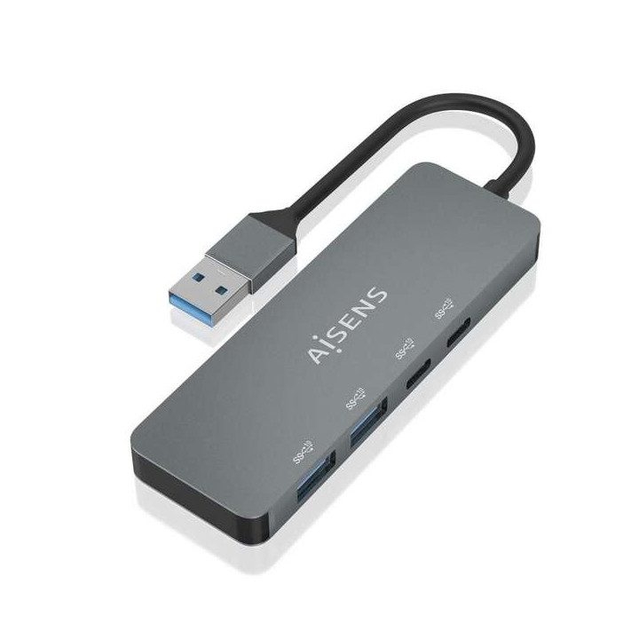 Aisens Hub USB 3.2 GEN2 10G USB-A - USB-A/M-2xUSB-C/H-2xUSB-A/H -  15cm - Color Gris