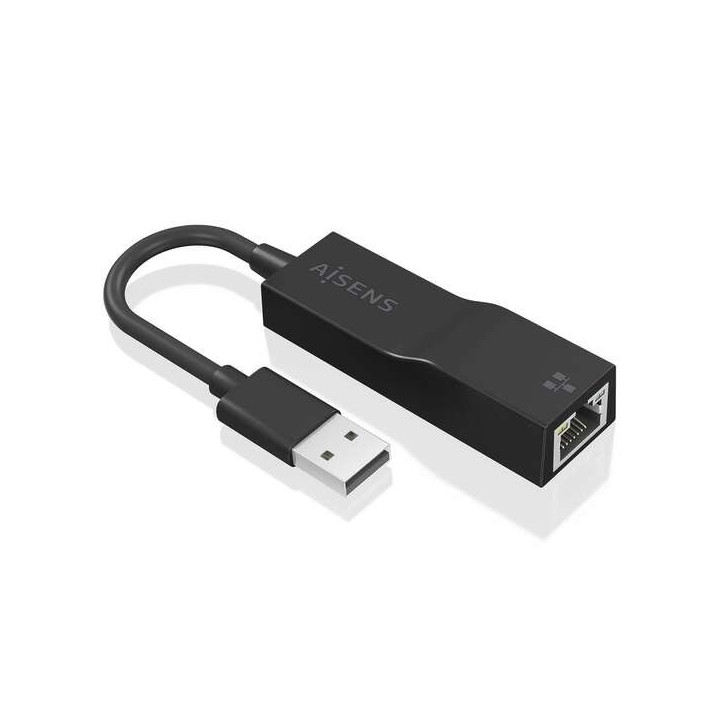 Aisens Conversor USB 3.0 a Ethernet Gigabit 10/100/1000 Mbps - 15cm - Color Negro