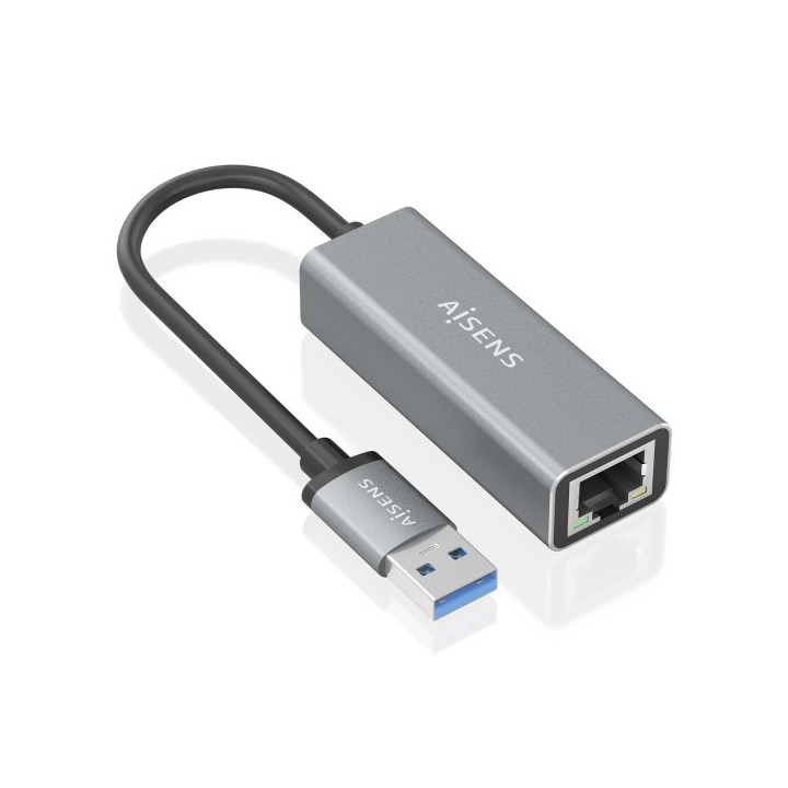 Aisens Conversor USB 3.0 a Ethernet Gigabit 10/100/1000 MBPS - 15cm - Color Gris