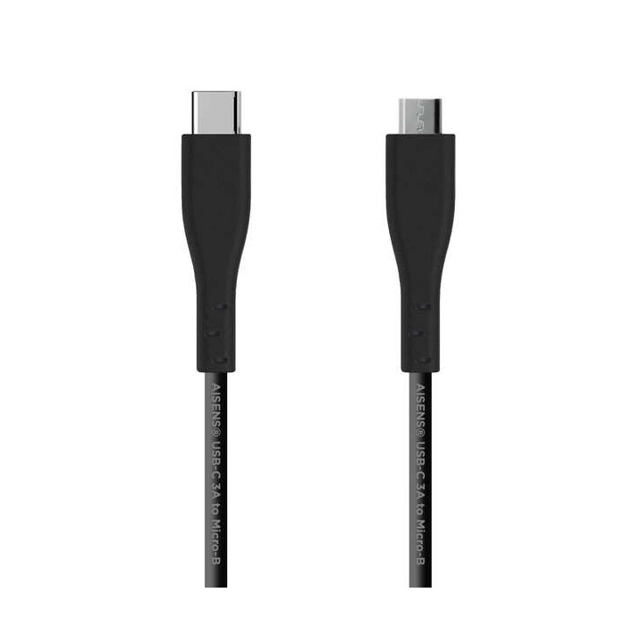 Aisens Cable USB 2.0 3A - Tipo USB-C/M-Micro B/M - 2.0m - Color Negro