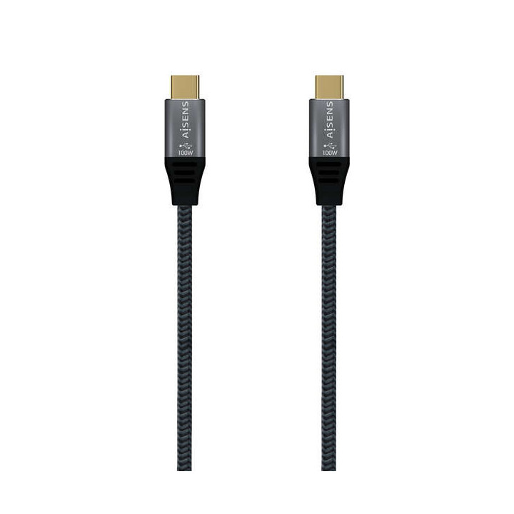 Aisens Cable USB 2.0 Aluminio 5A 100W E-MARK - USB-C/M-USB-C/M - 2.0M - Color Gris