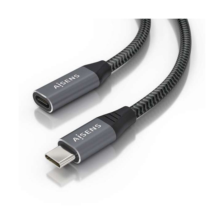 Aisens Cable USB 3.2 GEN2x2 Aluminio 20Gbps 8K@30Hz 5A 100W - Tipo USB-C/M-USB-C/H - 2.0m - Color Gris