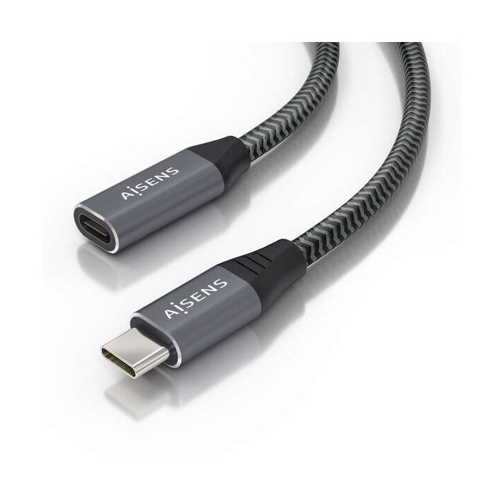 Aisens Cable USB 3.2 GEN2x2 Aluminio 20Gbps 8K@30Hz 5A 100W - Tipo USB-C/M-USB-C/H - 1.5m - Color Gris