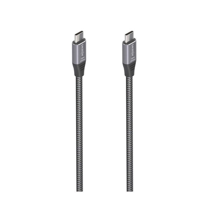 Aisens Cable USB 3.2 Gen2x2 Aluminio 20Gbps 8K@30Hz 5A 100W E-Mark - Tipo USB-C/M-USB-C/M - 3.0m - Color Gris