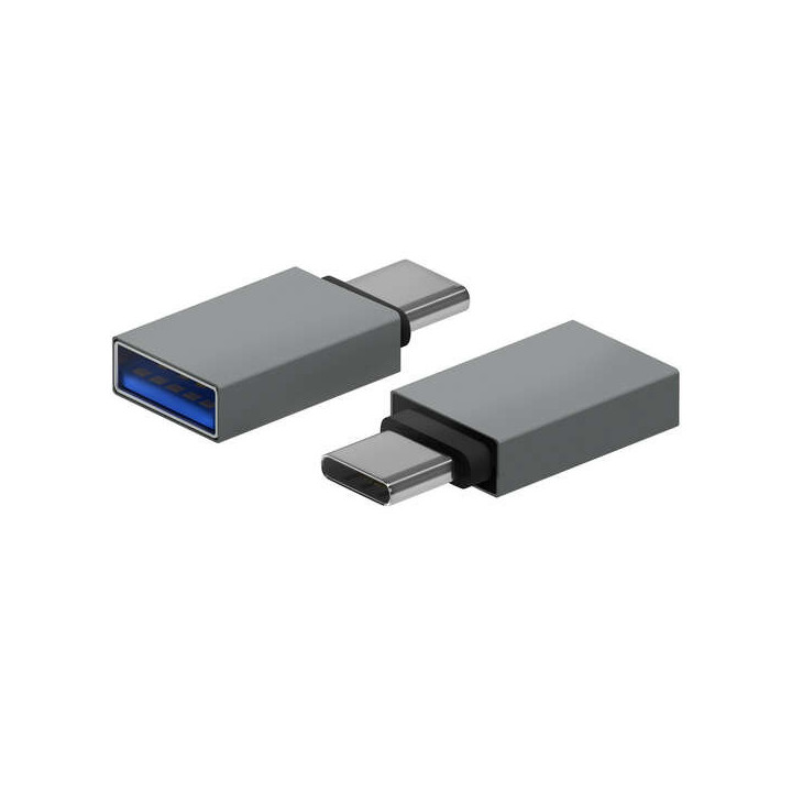Aisens Mini Adaptador Aluminio USB 3.2 GEN1 3A - Tipo USB-C/M-A/H - Color Gris
