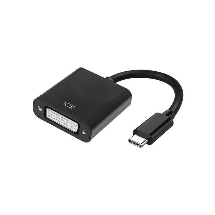 Aisens Conversor USB-C a DVI-I - USB-C/M-DVI 24+5/H - 15cm - Color Negro