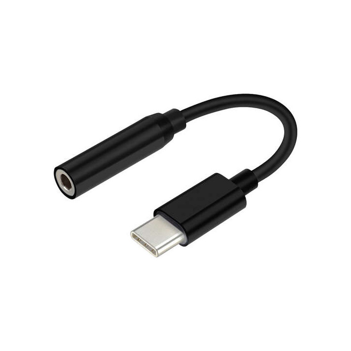 Aisens Conversor USB-C a Audio - Frecuencia de Muestreo 384KHz 32Bit - USB-C/M-JACK 3.5/H - 15cm - Color Negro
