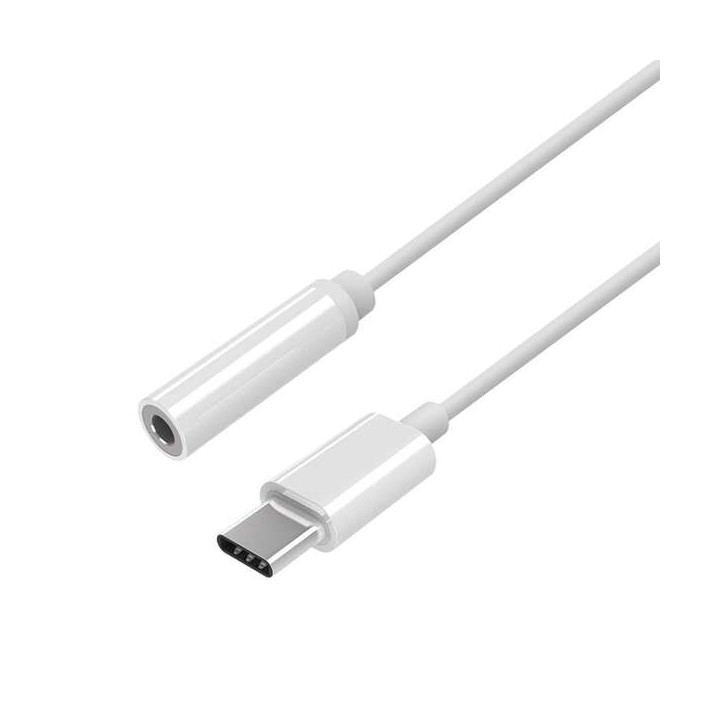Aisens Conversor USB-C a Audio Estilo Apple - USB-C/M-JACK 3.5/H - 15cm - Color Blanco