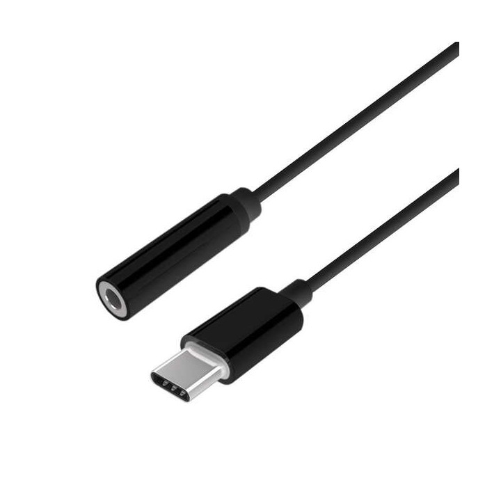 Aisens Conversor USB-C a Audio Estilo Apple - USB-C/M-JACK 3.5/H - 15cm - Color Negro