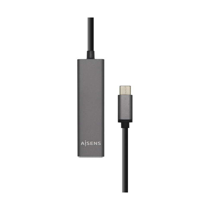 Aisens HUB USB 3.1 USB-C - USB-C Macho a 4xTipo A Hembra - 15cm - Color Gris