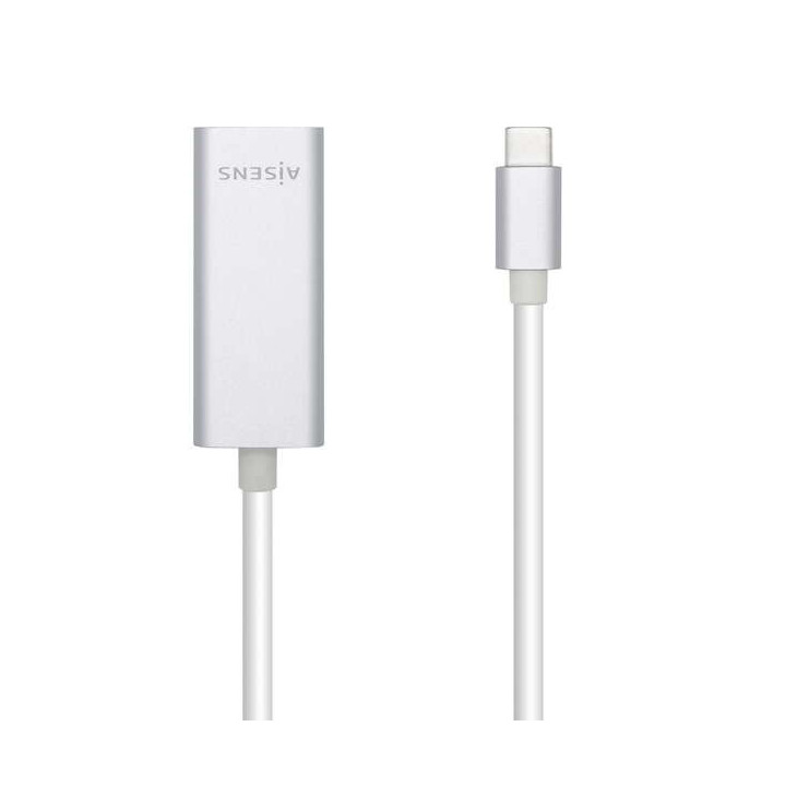 Aisens Conversor USB3.1 Gen1 USB-C a Ethernet Gigabit 10/100/1000 Mbps - 15cm - Color Plata