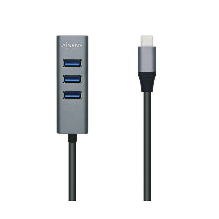 Aisens Hub USB 3.1 USB-C - USB-C Macho a 4xTipo A Hembra - 10cm - Color Gris