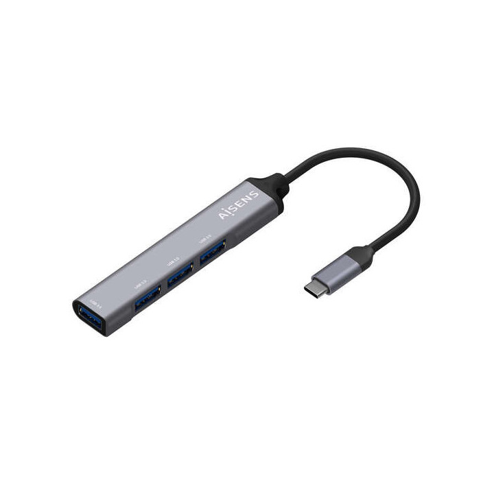 Aisens Hub USB 3.1 USB-C - USB-C Macho a 4xTipo A Hembra - 10cm - Color Gris