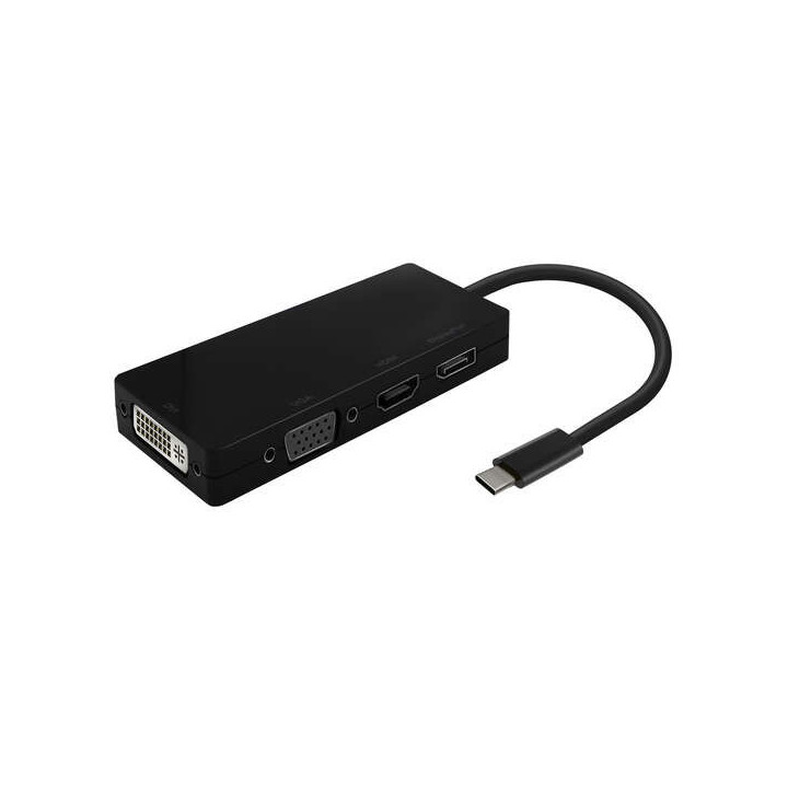 Aisens Conversor USB-C a DP/DVI/HDMI/VGA - USB-C/M-DP/H-DVI/H-HDMI/H-VGA/H - 15cm - Color Negro