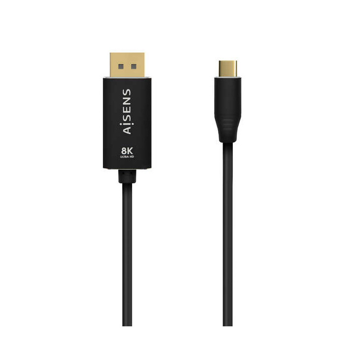 Aisens Cable Conversor Aluminio USB-C a Displayport 8K@60Hz - USB-C/M-DP/M - 1.8m - Color Negro