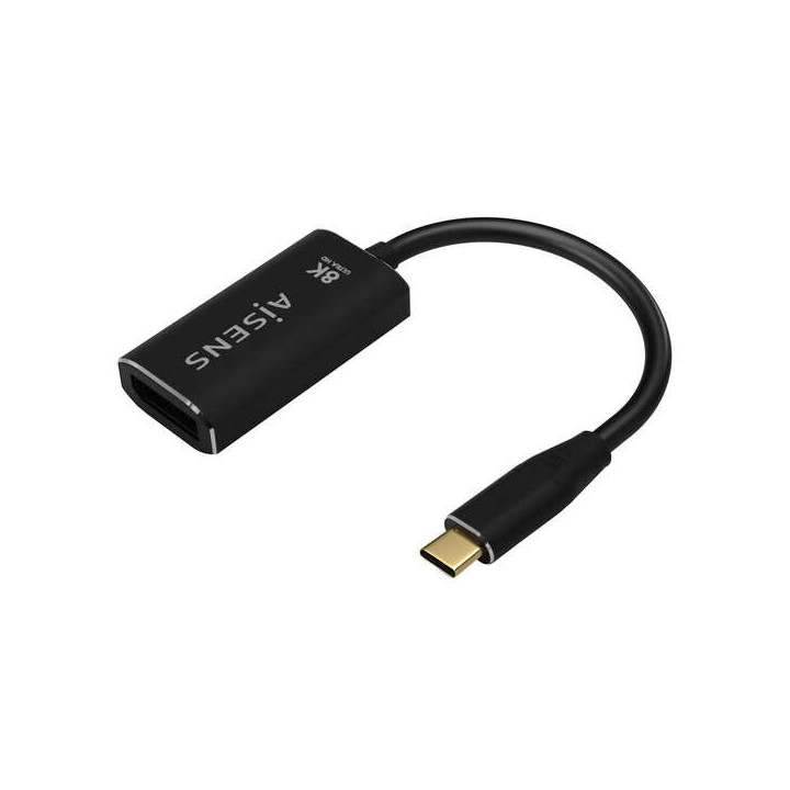 Aisens Conversor Aluminio USB-C a Displayport 8K@60Hz - USB-C/M-DP/H - 15cm - Color Negro