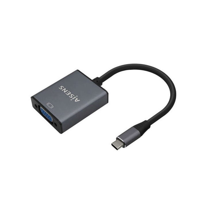 Aisens Conversor Aluminio USB-C a VGA - USB-C/M-Hdb15/H - 15cm - Color Gris