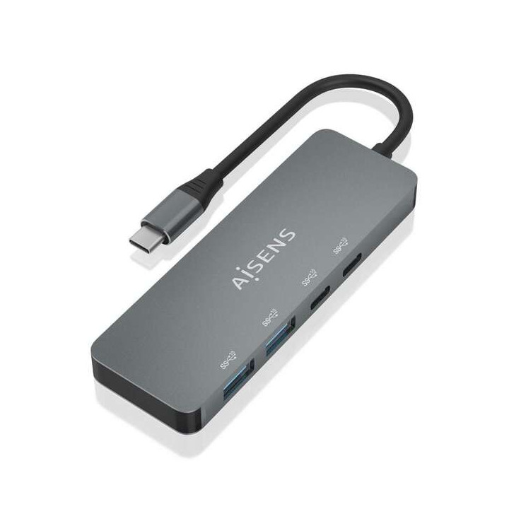Aisens Hub USB 3.2 GEN2 10G USB-C - USB-C/M-2xUSB-C/H-2xUSB-A/H - 15cm - Color Gris