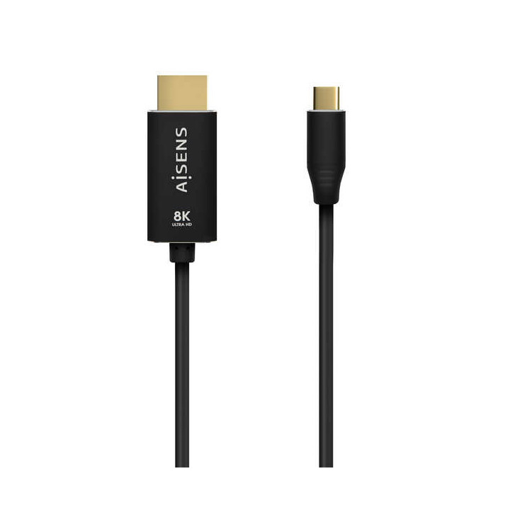 Aisens Cable Conversor Aluminio USB-C a HDMI 2.1 8K@60Hz - USB-C/M-HDMI/M - 1.0m - Color Negro