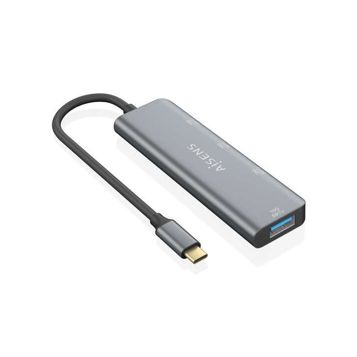 Aisens Hub USB 3.2 GEN2 10G USB-C - USB-C/M-1xUSB-C/H-3xUSB-A/H - 15cm - Color Gris