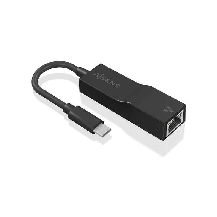 Aisens Conversor USB3.1 GEN1 USB-C a Ethernet Gigabit 10/100/1000 Mbps - 11cm - Color Negro
