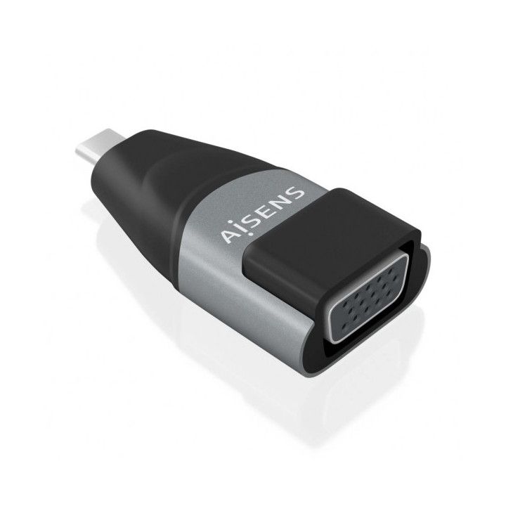 Aisens Conversor USB-C a VGA de Aluminio - Transmision de Señales USB a VGA - Resolucion 1920×1200@60Hz - Compatible con Macb