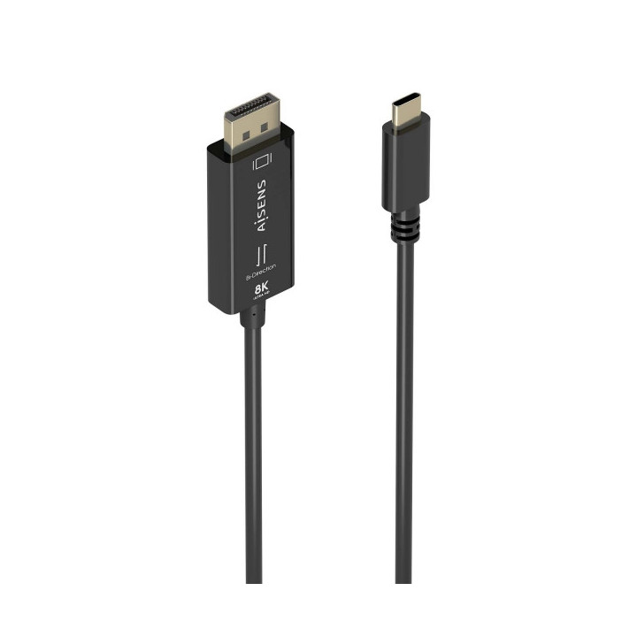 Aisens Cable Conversor Bidireccional USB-C a Displayport 8K@60Hz - USB-C/M-DP/M - 1.8m - Color Negro