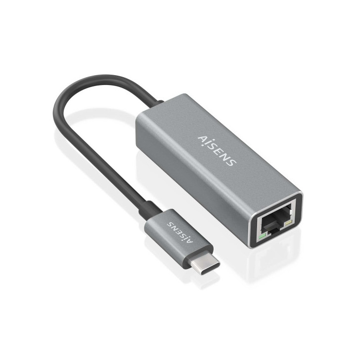 Aisens Conversor USB3.1 GEN1 USB-C a Ethernet Gigabit 10/100/1000 MBPS - 15cm - Color Gris