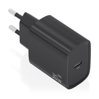 Aisens Cargador GaN 30W - USB-C PD3.0 - Tecnologia AI para Detectar Protocolo y Velocidad de Carga - Color Negro