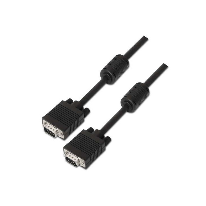 Aisens Cable SVGA con Ferrita - HDB15/Macho-HDB15/Macho - 3.0m para Monitor - Televisor y Proyector - Color Negro