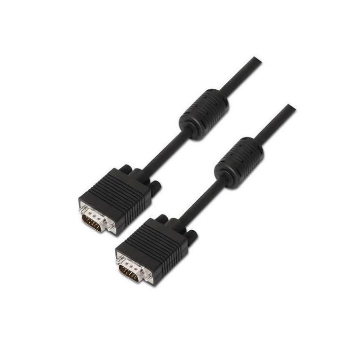 Aisens Cable SVGA con Ferrita - HDB15/Macho-HDB15/Macho - 20m - Color Negro