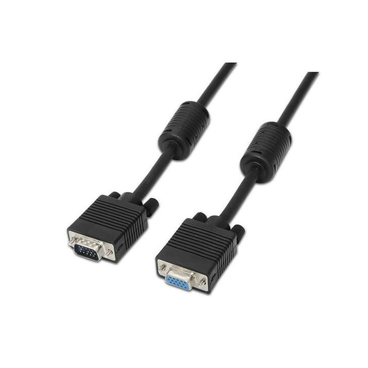 Aisens Cable SVGA con Ferrita - HDB15/Macho-HDB15/Hembra - 3.0m - Color Negro