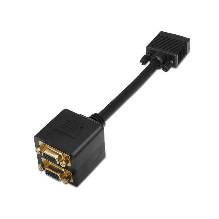 Aisens Cable Bifurcador Super Alta Calidad SVGA(3C+9) - HDB15/M-2xHDB15/H - Blindado en Oro - 20cm - Color Oro