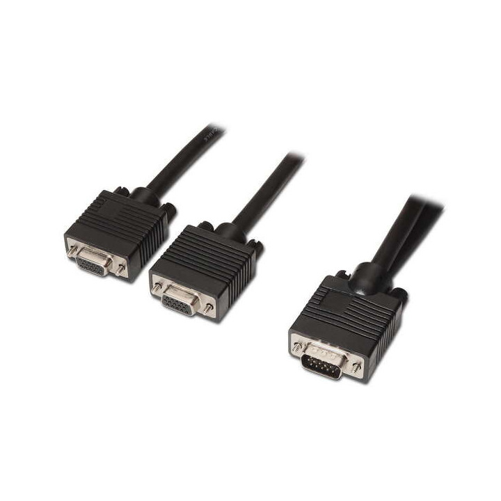 Aisens Cable Bifurcador SVGA - HDB15/M-2xHDB15/H - 45cm - Color Negro