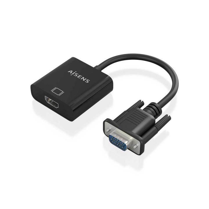 Aisens Cable Conversor SVGA+Audio a HDMI - SVGA/M+Jack 3.5/H+USB Microb/H-HDMI A/H - 20cm - Color Negro