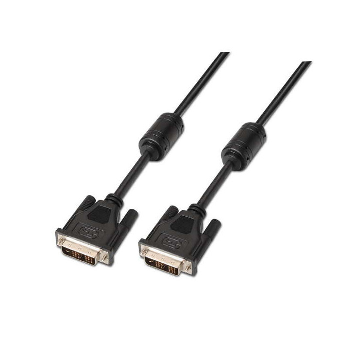 Aisens Cable DVI Single Link 18+1 con Ferrita - DVI-D Macho a DVI-D Macho - 5.0m - (1920x1200) - Color Negro