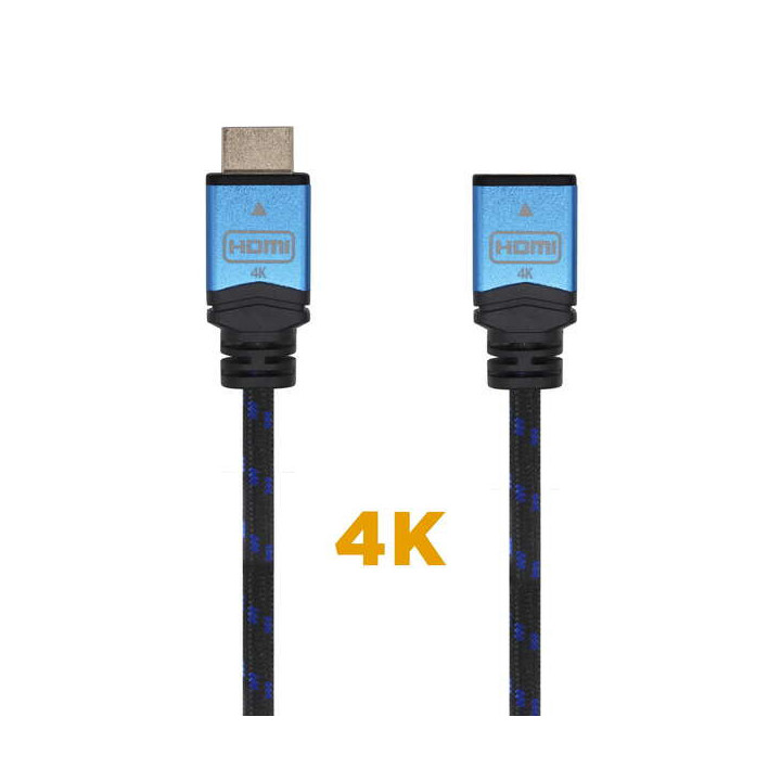 Aisens Cable HDMI V2.0 Prolongador Premium Alta Velocidad / HEC 4K@60Hz 18Gbps - A/M-A/H - 1.0M - Color Negro