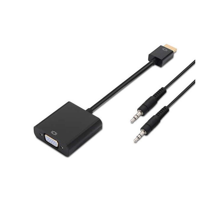 Aisens Conversor HDMI a SVGA+Audio - HDMI A Macho-SVGA Hembra+JACK 3.5/H - 10 cm+1.0m - Color Negro