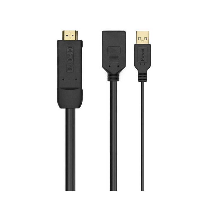Aisens Conversor Activo HDMI 2.0 + USB ALIM. a DisplayPort V1.2 - HDMI/M-USB/M-DP/H - 10CM - Color Negro