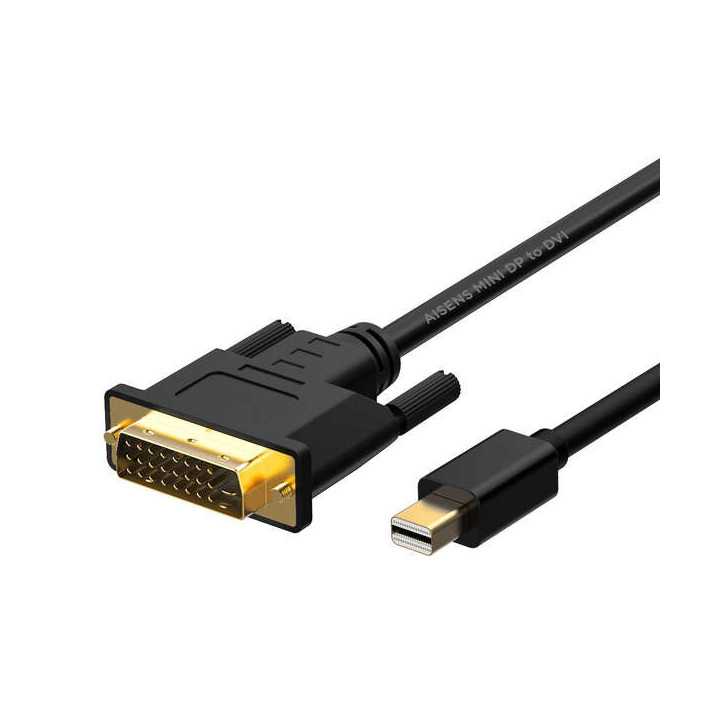 Aisens Cable Conversor Mini Displayport a DVI - Mini DP/M-DVI/M - 2.0M - Color Negro