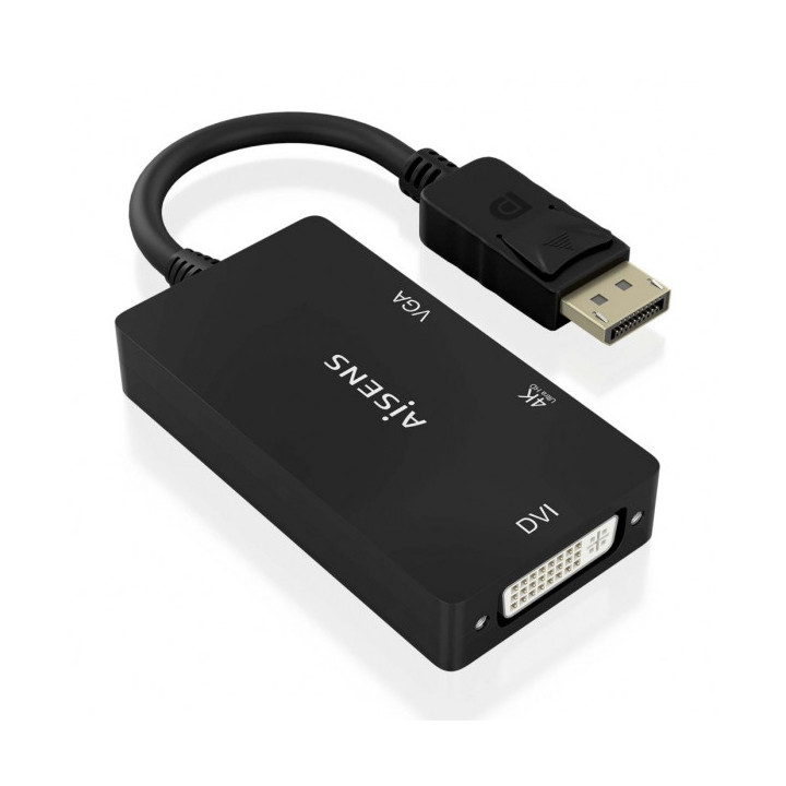 Aisens Conversor MST/SST Displayport a DVI/HDMI/VGA 3 en 1 - Conector DP Macho - Salidas HDMI 4K@60Hz