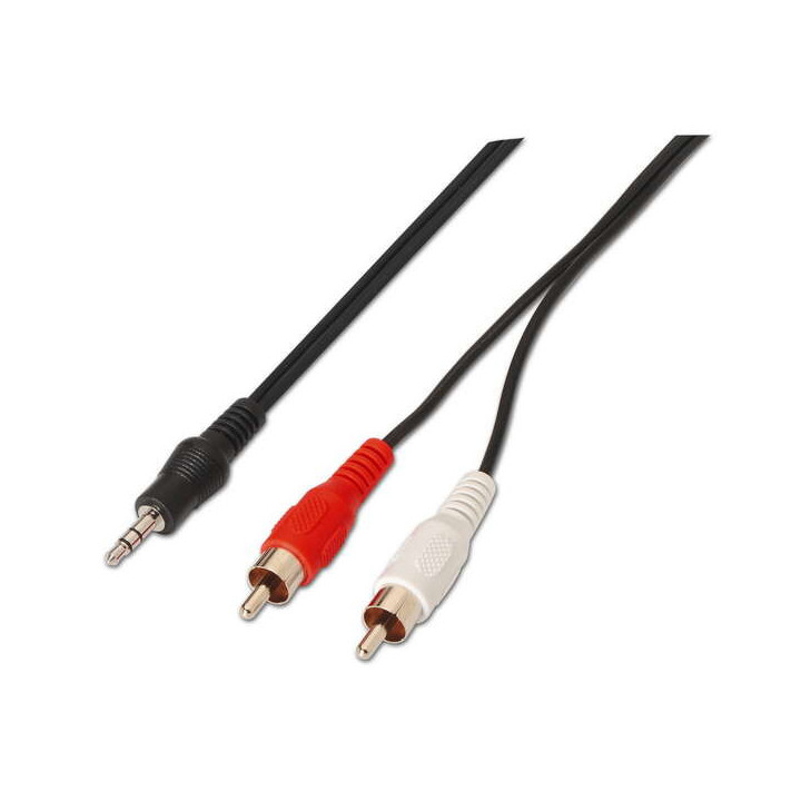 Aisens Cable Audio Estereo - JACK 3.5/M-2xRCA Macho - 1.5m - Color Negro