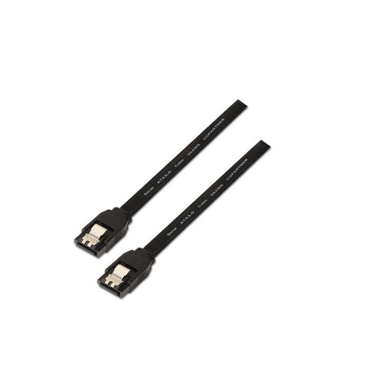 Aisens Cable SATA III Datos 6G con Anclajes - 0.5m para Disco Duro SATA I - II - III SSD - Color Negro