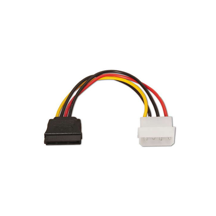 Aisens Cable SATA Alimentacion - Molex 4pin/M-SATA Hembra - 16cm - 100% Cobre - Color Negro