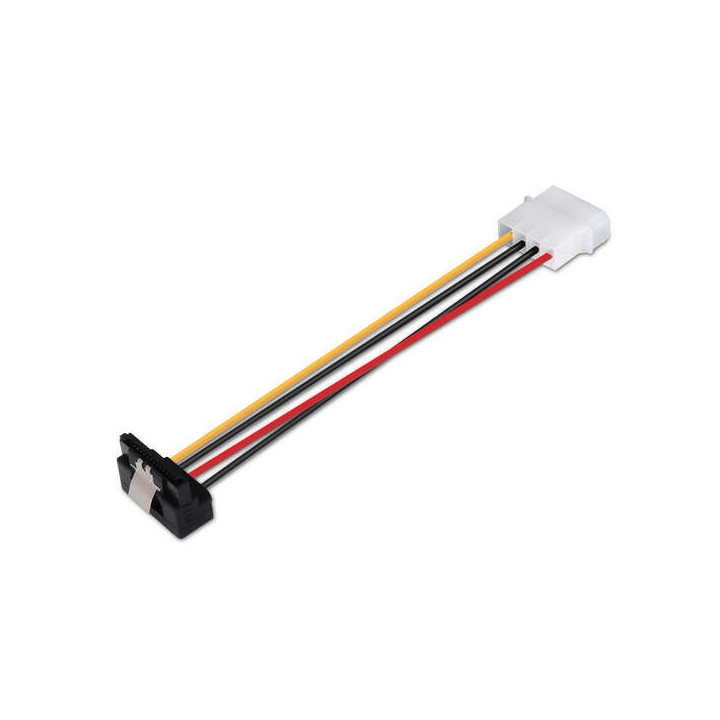 Aisens Cable SATA alim Acodado con Anclajes - Molex 4pin/M-SATA Hembra - 16cm - 100% Cobre - Color Negro
