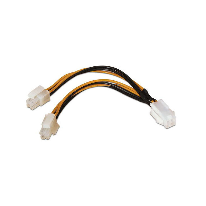 Aisens Cable de Alimentacion para Microprocesador - 4pin/H-4+4pin/M - 15cm - 100% Cobre - Color Negro